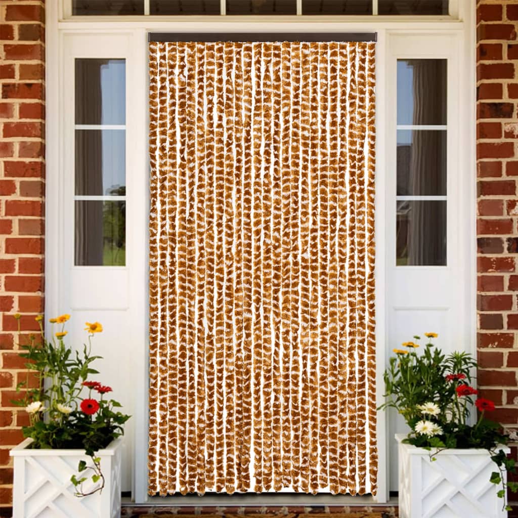 vidaXL Insect Curtain Ochre and White 100x220 cm Chenille