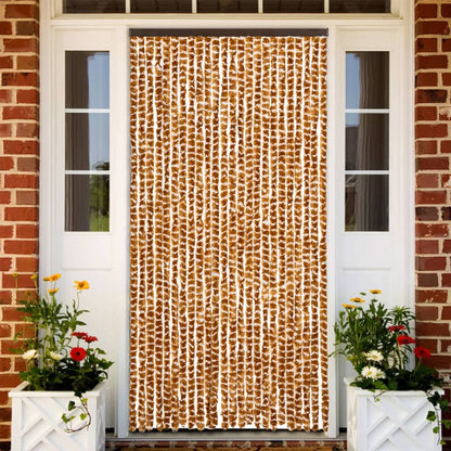 vidaXL Insect Curtain Ochre and White 100x220 cm Chenille