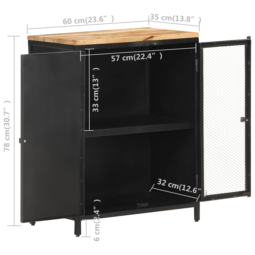 vidaXL Sideboard 60x35x78 cm Solid Rough Mango Wood