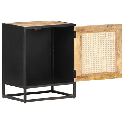 vidaXL Bedside Cabinet | Rough Mango Wood, Natural Cane