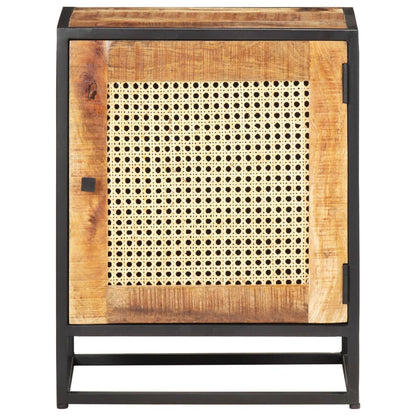 vidaXL Bedside Cabinet | Rough Mango Wood, Natural Cane