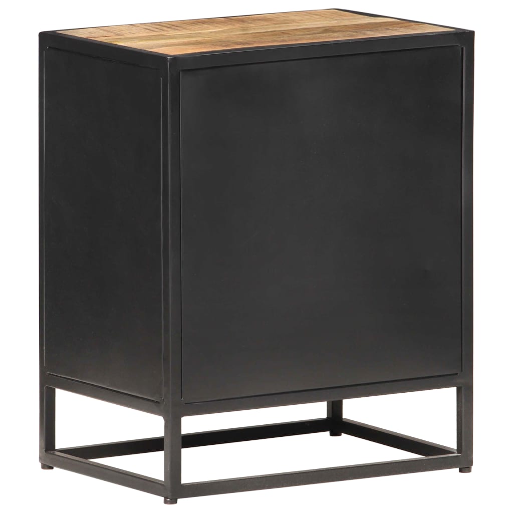 vidaXL Bedside Cabinet | Rough Mango Wood, Natural Cane