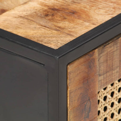 vidaXL Bedside Cabinet | Rough Mango Wood, Natural Cane