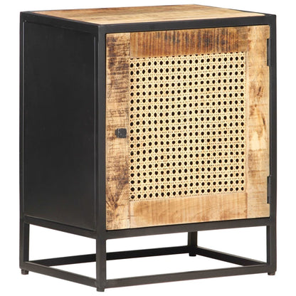 vidaXL Bedside Cabinet | Rough Mango Wood, Natural Cane