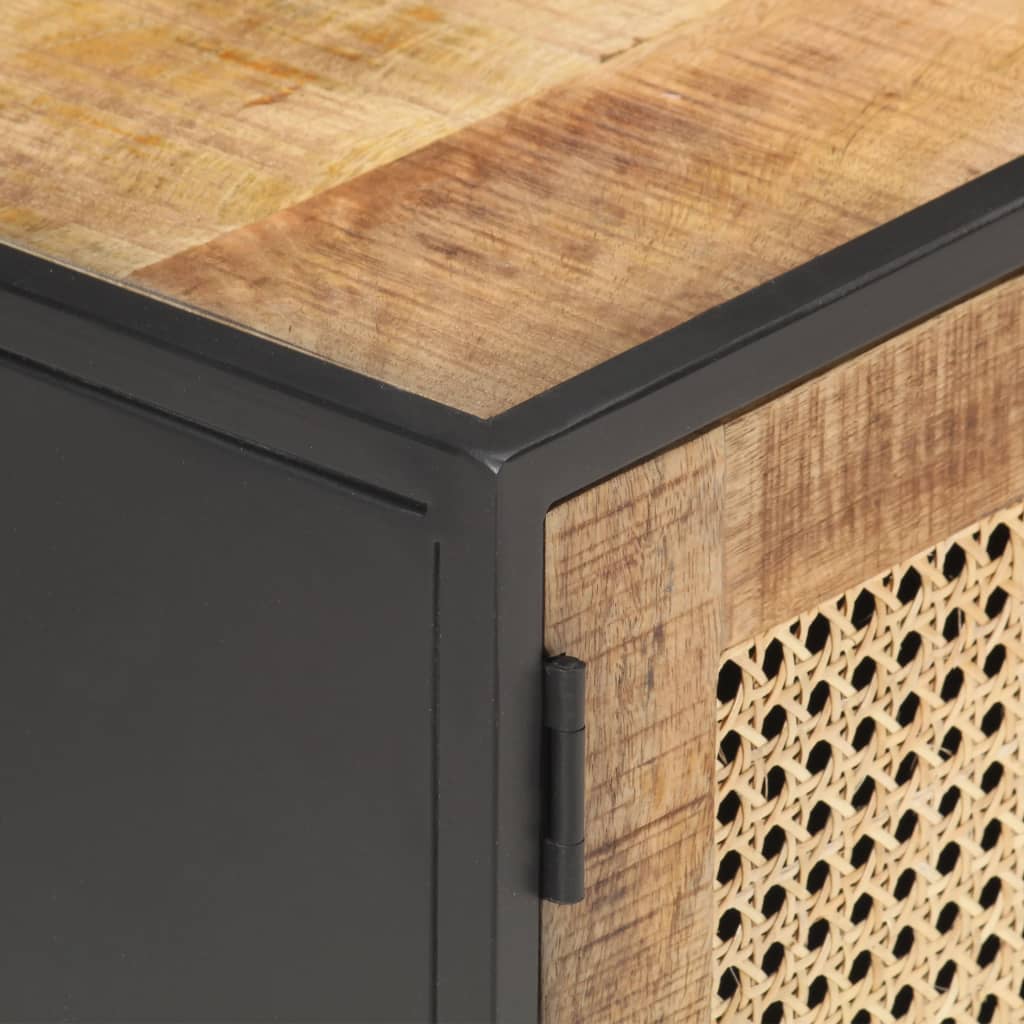 vidaXL TV Cabinet 120x30x40 cm Rough Mango Wood and Natural Cane