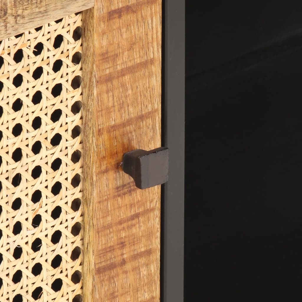 vidaXL TV Cabinet 90x30x40 cm Rough Mango Wood and Natural Cane
