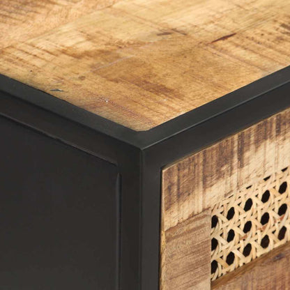vidaXL Console Table 100x35x75 cm Rough Mango Wood and Natural Cane