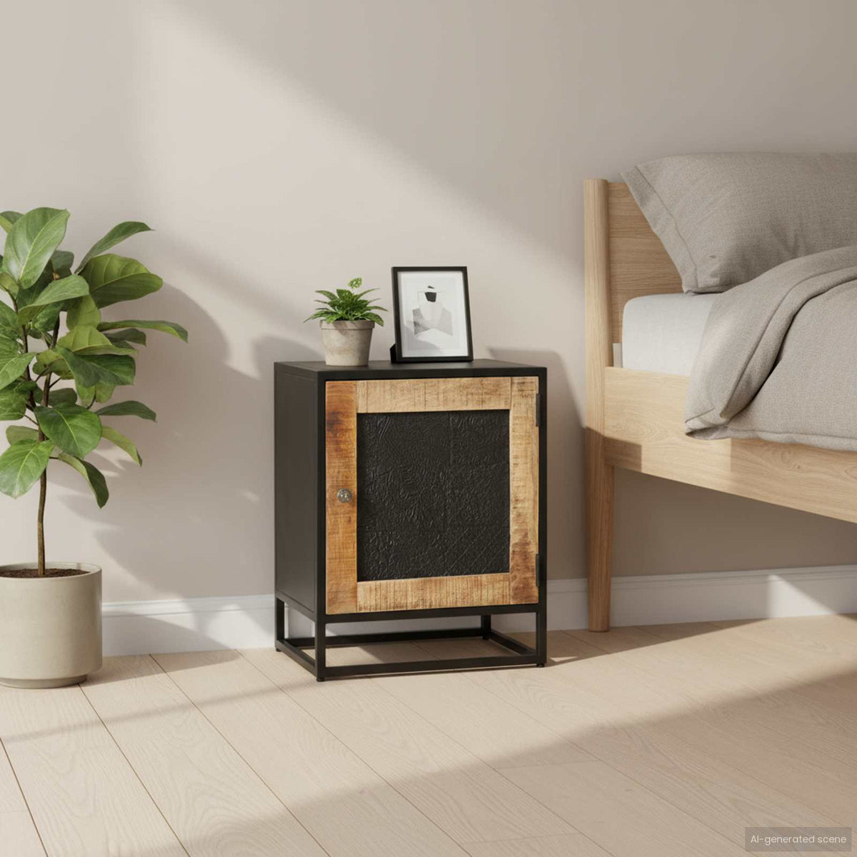323146 vidaXL Bedside Cabinet 40x30x50 cm Rough Mango Wood