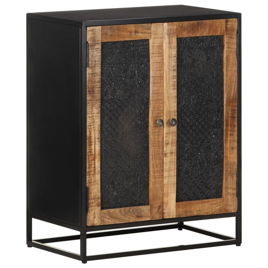 vidaXL Sideboard | Black, Natural Mango Wood | Rough Mango Wood, Iron, MDF