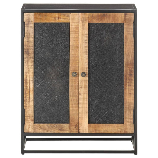 vidaXL Sideboard | Black, Natural Mango Wood | Rough Mango Wood, Iron, MDF