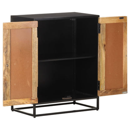 vidaXL Sideboard | Black, Natural Mango Wood | Rough Mango Wood, Iron, MDF