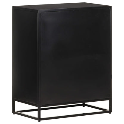 vidaXL Sideboard | Black, Natural Mango Wood | Rough Mango Wood, Iron, MDF