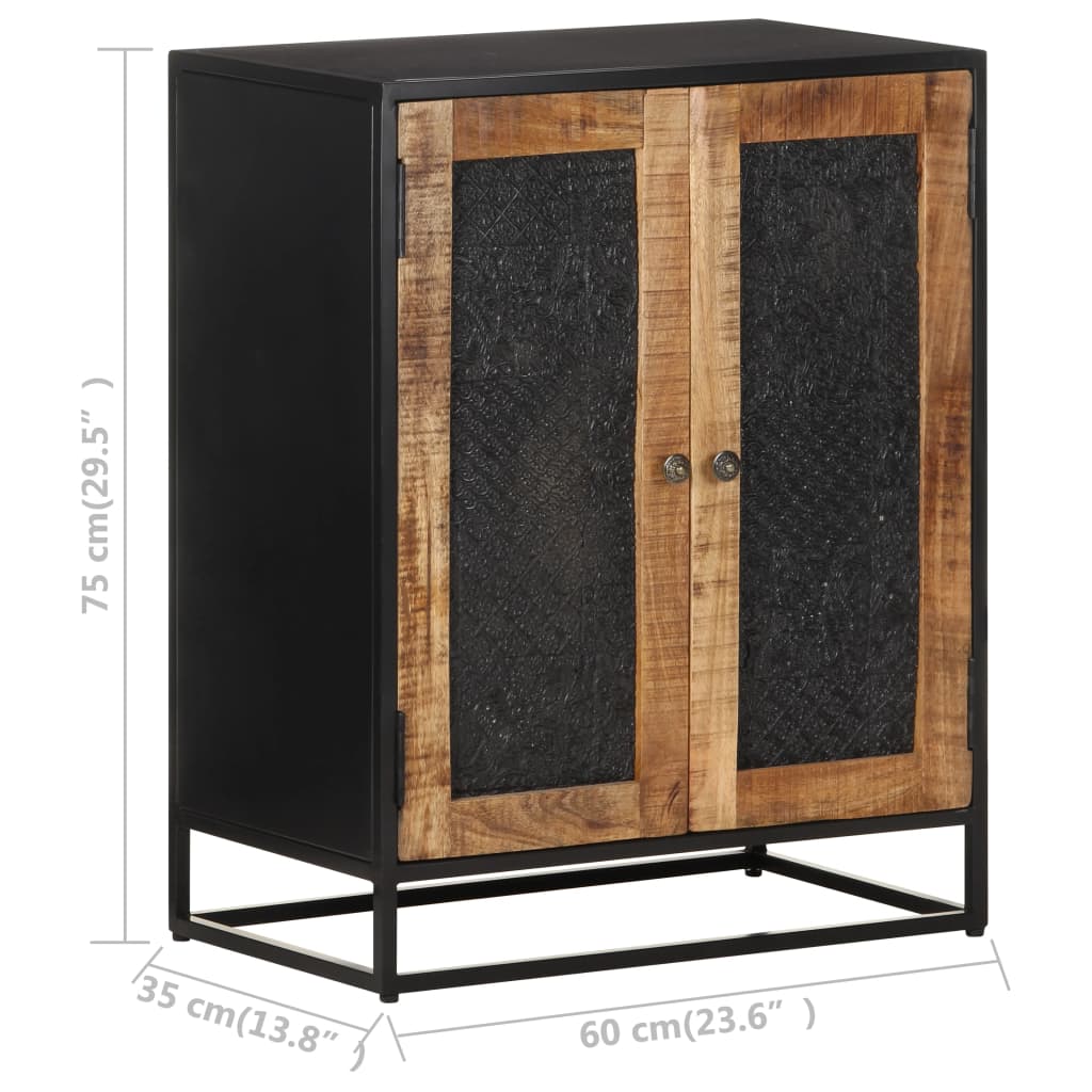 vidaXL Sideboard | Black, Natural Mango Wood | Rough Mango Wood, Iron, MDF