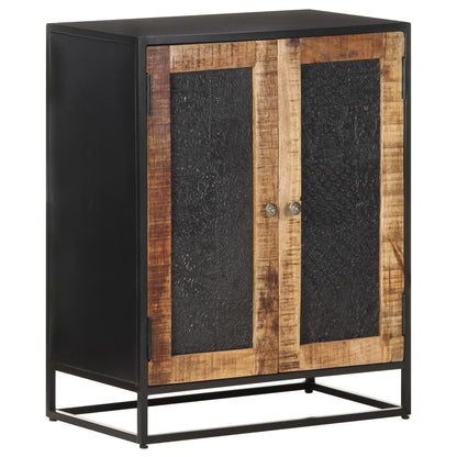 vidaXL Sideboard | Black, Natural Mango Wood | Rough Mango Wood, Iron, MDF