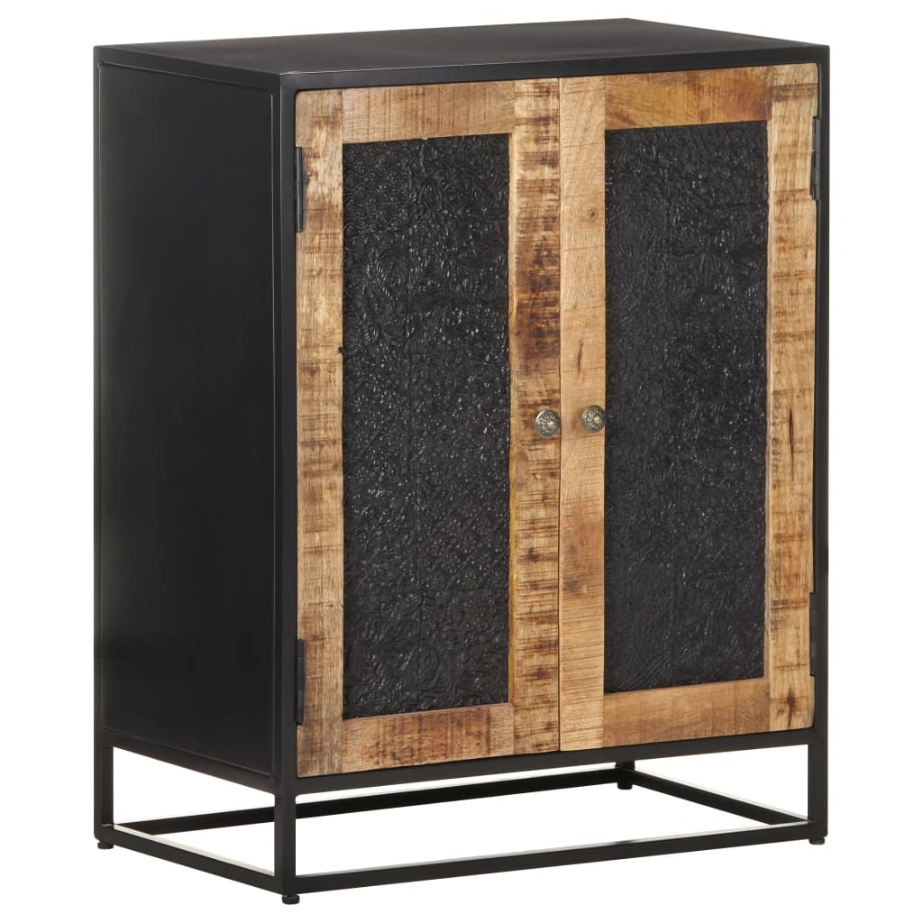 vidaXL Sideboard | Black, Natural Mango Wood | Rough Mango Wood, Iron, MDF