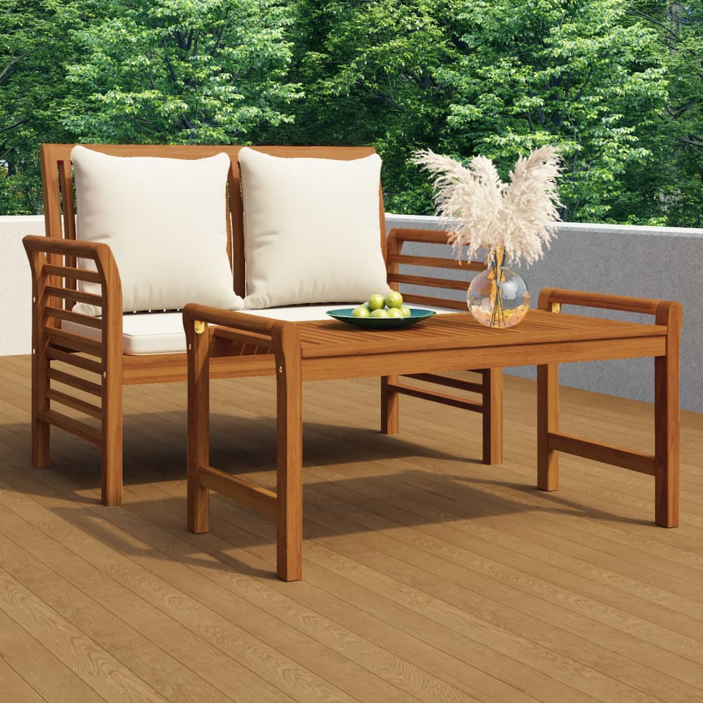 vidaXL Garden Lounge Set | Cream White | Solid Acacia wood | 2-seater