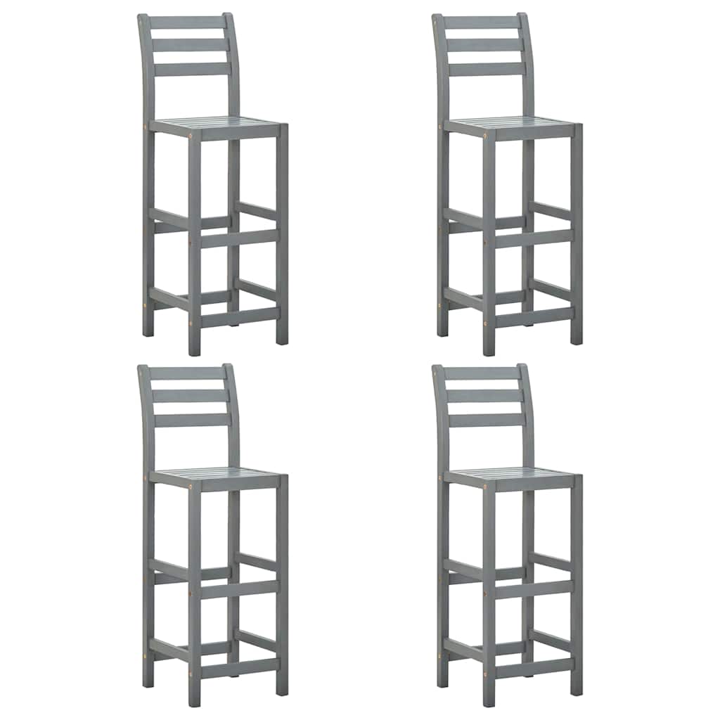 vidaXL Bar Stools 4 pcs Grey Solid Acacia Wood