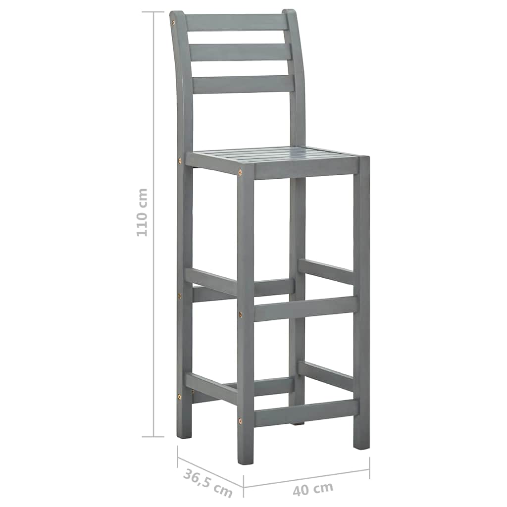vidaXL Bar Stools 4 pcs Grey Solid Acacia Wood