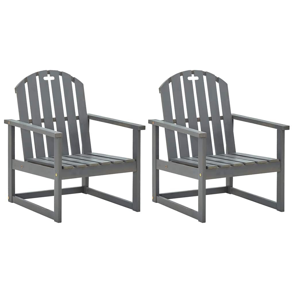 312419 vidaXL Garden Sofa Chairs 2 pcs Grey Solid Acacia Wood