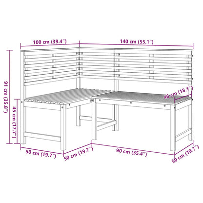 vidaXL Corner Bench | Brown | Solid Acacia Wood | 140 cm corner bench