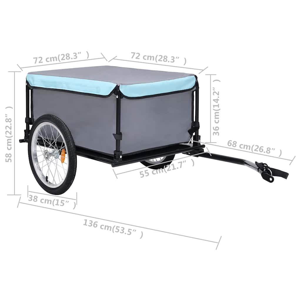 vidaXL Bike Trailer Grey and Blue 65 kg