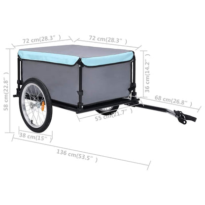 vidaXL Bike Trailer Grey and Blue 65 kg