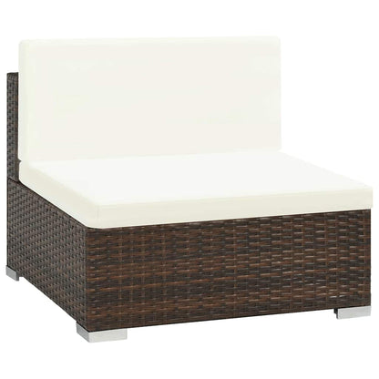vidaXL 6 Piece Garden Lounge Set with Cushions Poly Rattan Brown