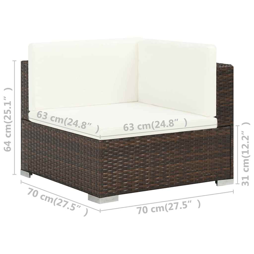 vidaXL 6 Piece Garden Lounge Set with Cushions Poly Rattan Brown