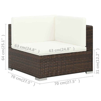 vidaXL 6 Piece Garden Lounge Set with Cushions Poly Rattan Brown