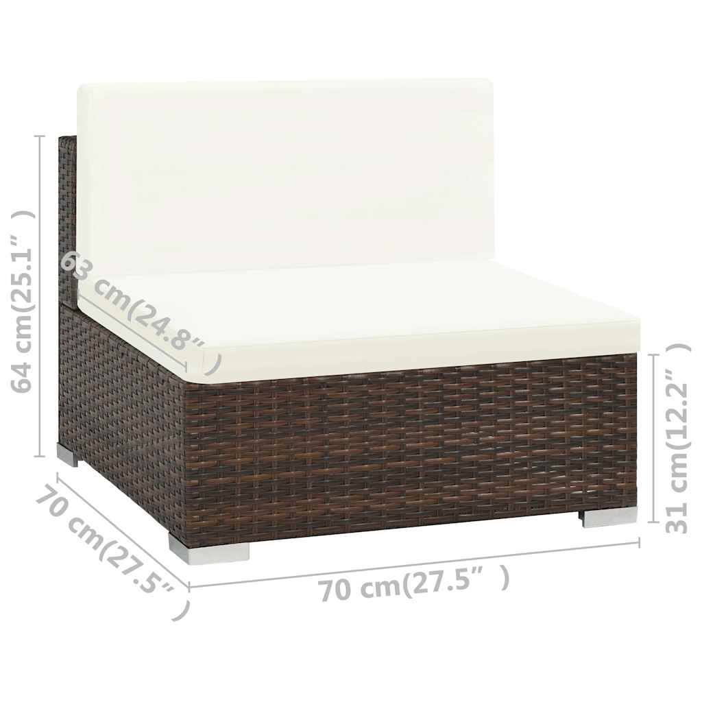 vidaXL 6 Piece Garden Lounge Set with Cushions Poly Rattan Brown
