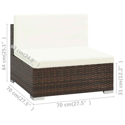 vidaXL 6 Piece Garden Lounge Set with Cushions Poly Rattan Brown