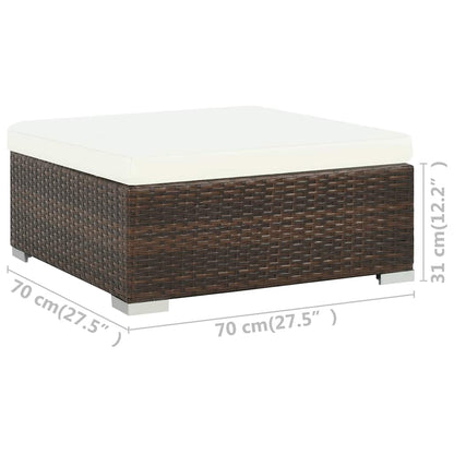 vidaXL 6 Piece Garden Lounge Set with Cushions Poly Rattan Brown
