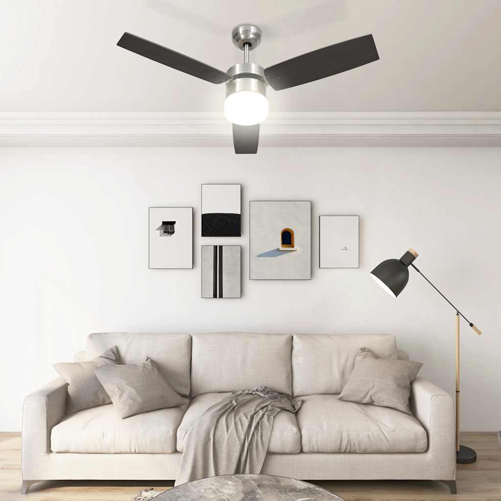 vidaXL Ceiling Fan with Light and Remote Control 108 cm Dark Brown