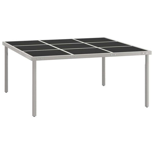 313084 vidaXL Garden Dining Table 170x170x74,5 cm Glass and Steel
