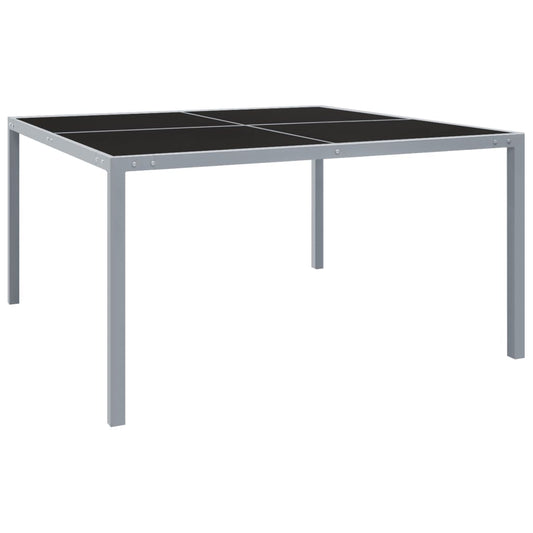 313086 vidaXL Garden Table 130x130x72 cm Grey Steel and Glass
