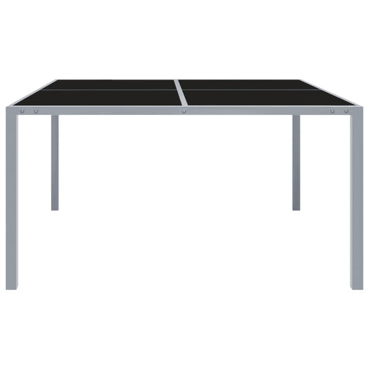 313086 vidaXL Garden Table 130x130x72 cm Grey Steel and Glass