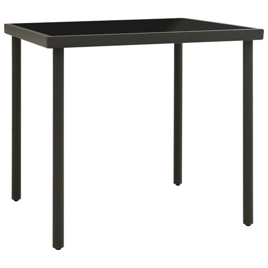 313092 vidaXL Outdoor Dining Table Anthracite 80x80x72 cm Glass and Steel
