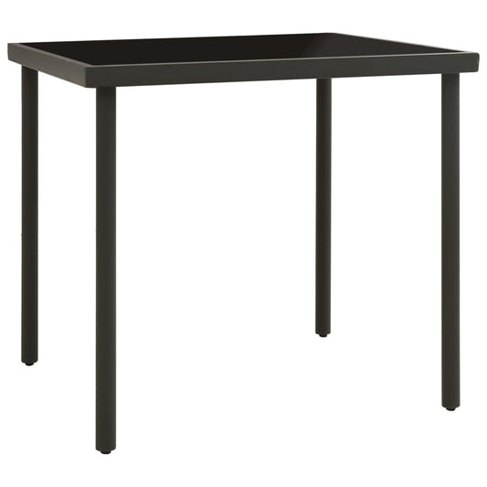 313092 vidaXL Outdoor Dining Table Anthracite 80x80x72 cm Glass and Steel