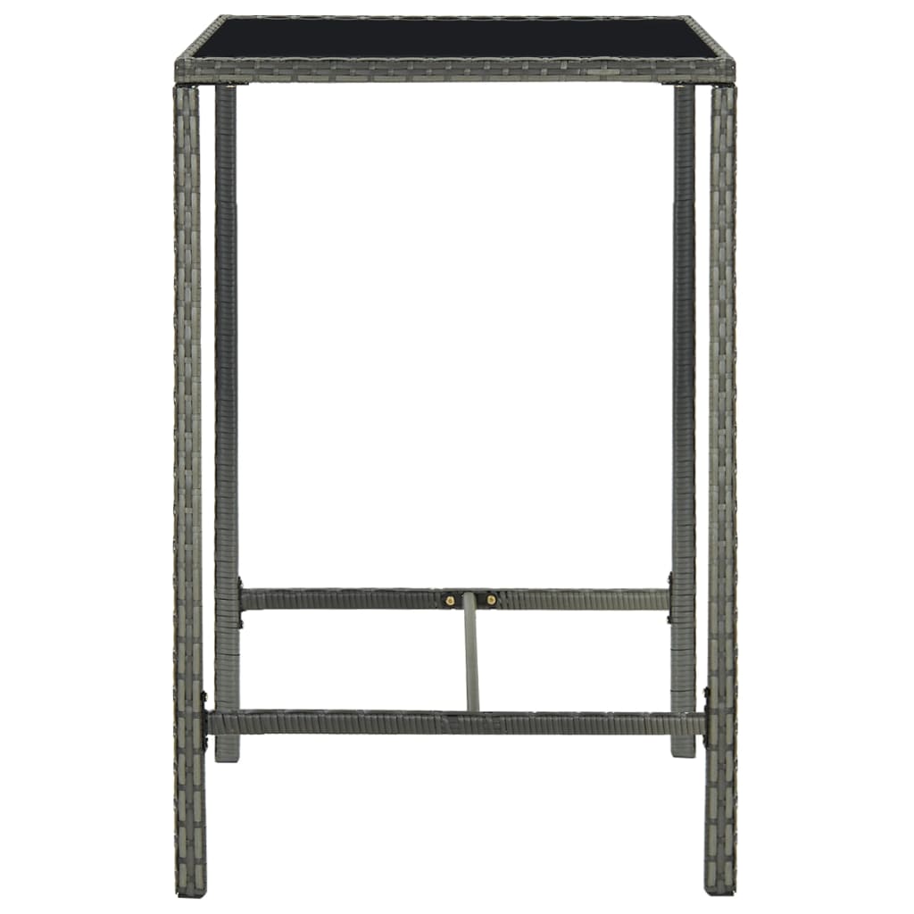 vidaXL Garden Bar Table Grey 70x70x110 cm Poly Rattan and Glass