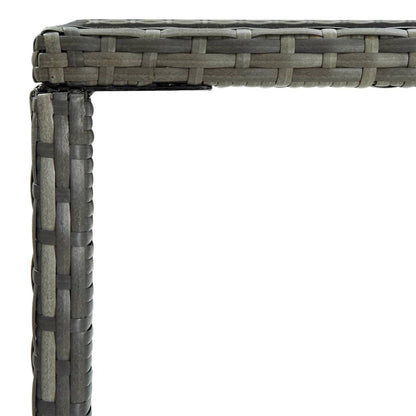 vidaXL Garden Bar Table Grey 70x70x110 cm Poly Rattan and Glass