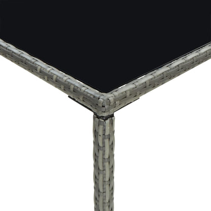 vidaXL Garden Bar Table Grey 70x70x110 cm Poly Rattan and Glass