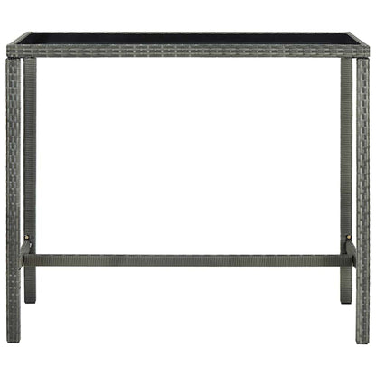 313462 vidaXL Garden Bar Table Grey 130x60x110 cm Poly Rattan and Glass