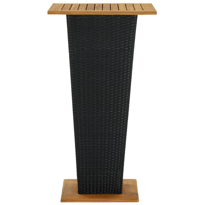 313463 vidaXL Bar Table Black 60x60x110 cm Poly Rattan and Solid Acacia Wood