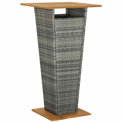 313464 vidaXL Bar Table Grey 60x60x110 cm Poly Rattan and Solid Acacia Wood
