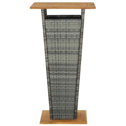 313464 vidaXL Bar Table Grey 60x60x110 cm Poly Rattan and Solid Acacia Wood
