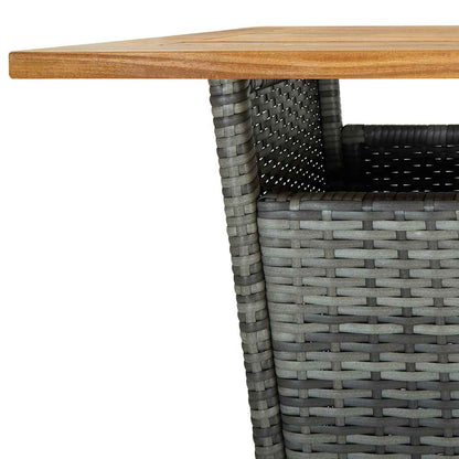 313464 vidaXL Bar Table Grey 60x60x110 cm Poly Rattan and Solid Acacia Wood