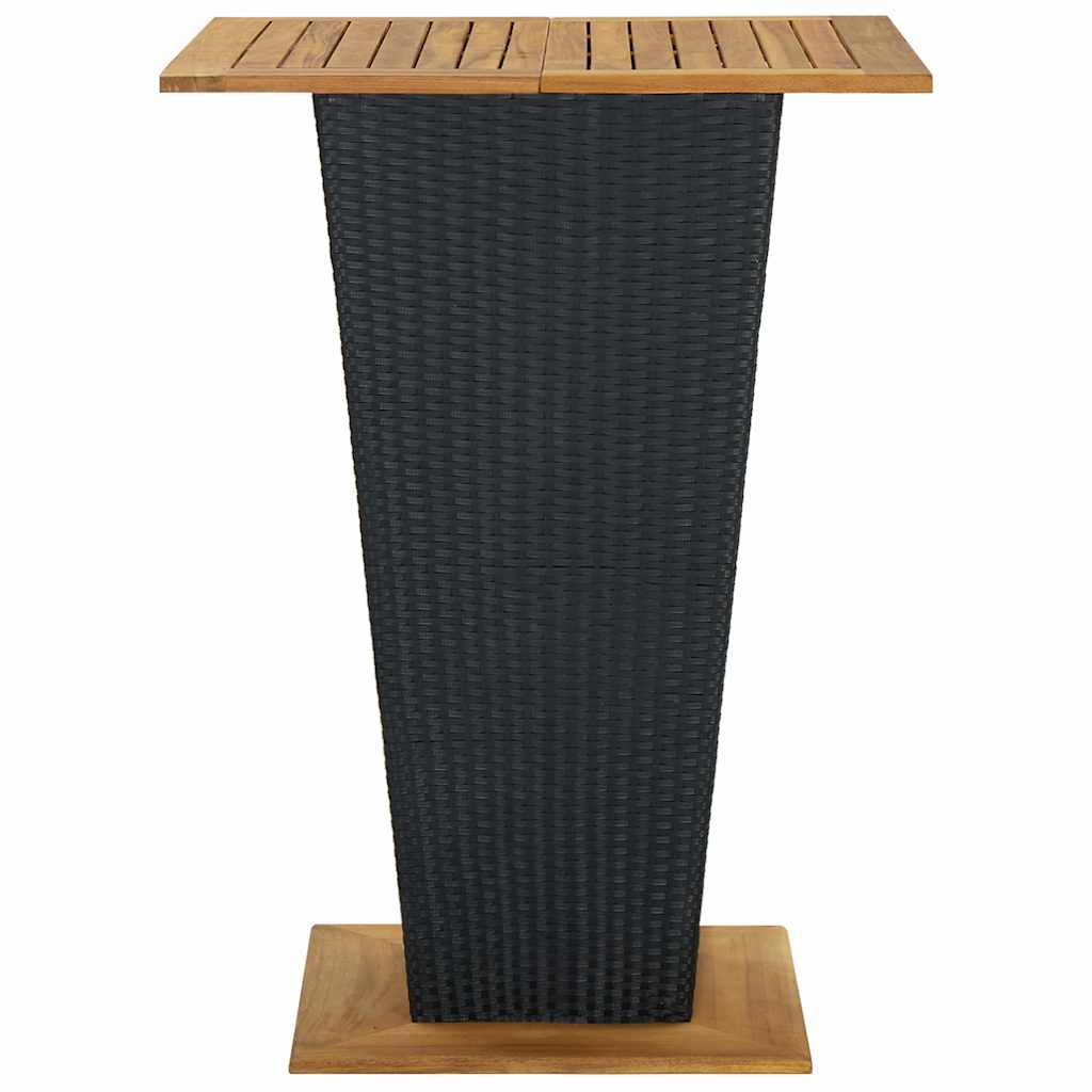313465 vidaXL Bar Table Black 80x80x110 cm Poly Rattan and Solid Acacia Wood