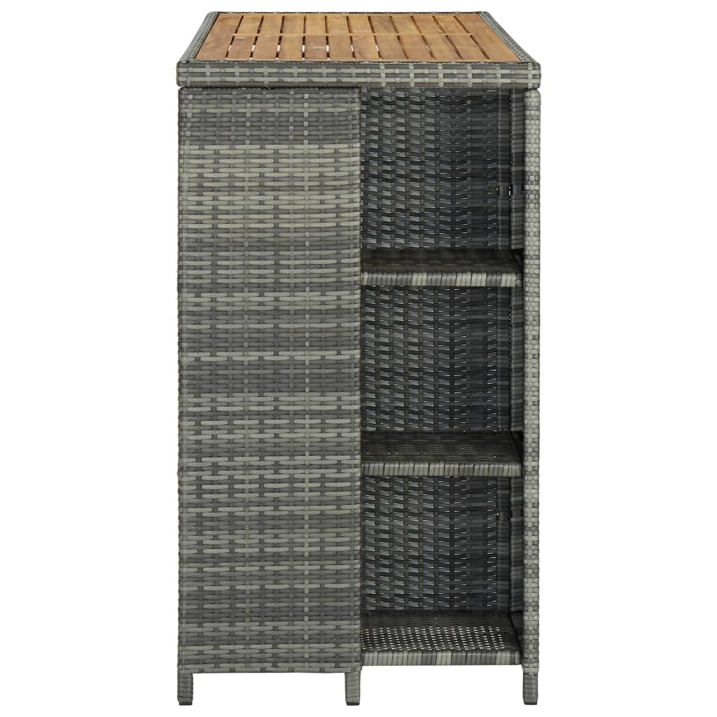 vidaXL Bar Table with Storage Rack Grey 120x60x110 cm Poly Rattan