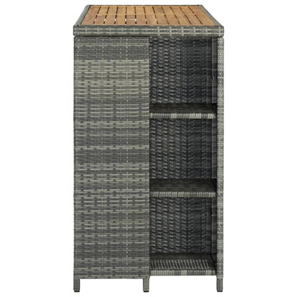 vidaXL Bar Table with Storage Rack Grey 120x60x110 cm Poly Rattan