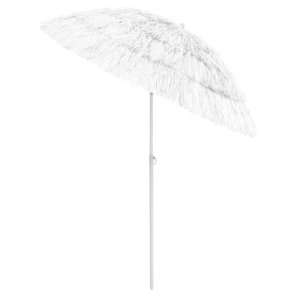 vidaXL Hawaii Beach Parasol | White | Polyester | Tiltable | Beach Parasol